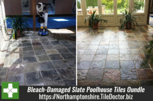 Bleach Damaged Slate Poolhouse Tiles Restored in Oundle