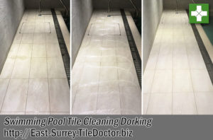 Textured Porcelain Swimming Pool Tiles Before After Cleaning Dorking